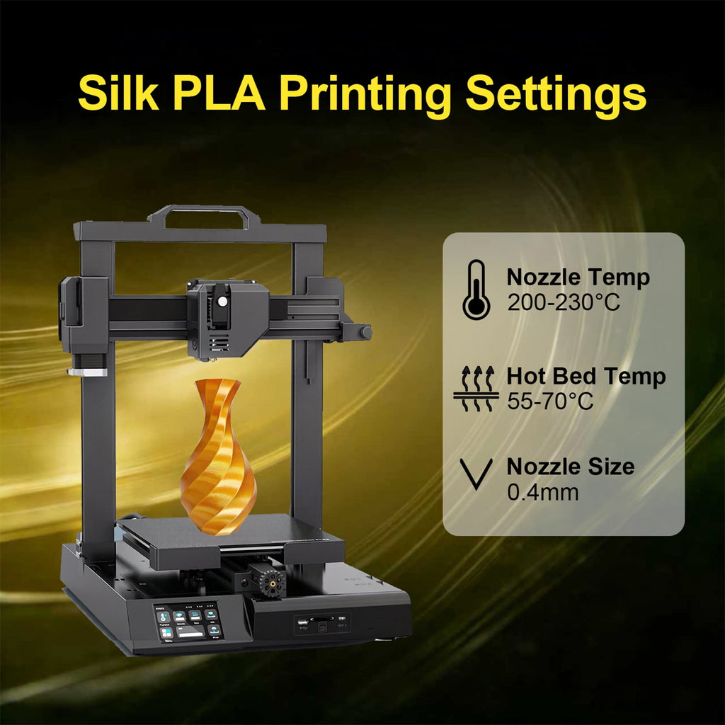 BIOMYL PLA 3D Printer Filament, PLA Filament 1.75mm Metal Gradient Color silk PLA, Tri Gold/Silver/Copper, 1kg Spool, Accuracy +/- 0.03mm