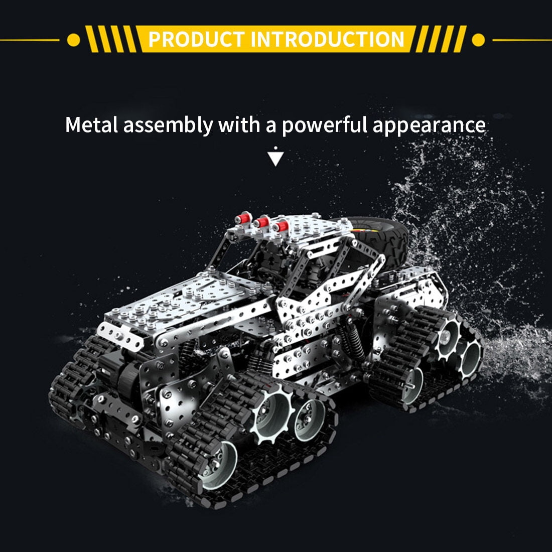 3D Metal Puzzle RC Off-Road Truck, 1292PCS DIY Metal Model Kit, Tracked Engineering Vehicle with 360° Rotation, 3D Puzzle for Adults, Electric Remote Control Car Building Set