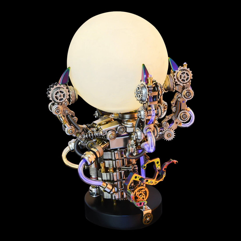 Lantern Fish 3D Metal Puzzle DIY Steampunk Assembly Kit, 700+PCS Mechanical Model with Movable Fins, Color-Changing Lamp & Collectible Gift for Adults & Teens