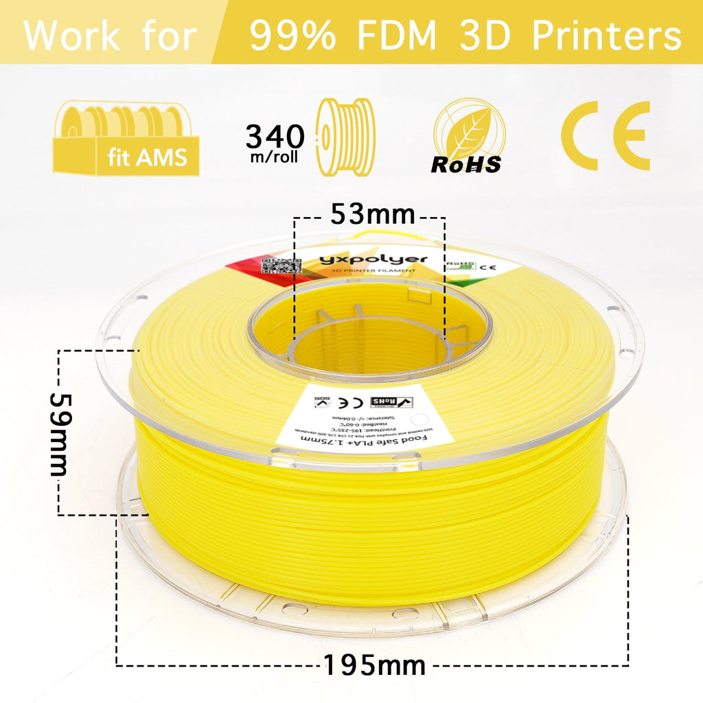 YXPOLYER PLA Filament Food Grade 1.75mm 1kg for 3D Printing, PLA+ Skin Flesh Tone 3D Printer Filament AMS-Compatible