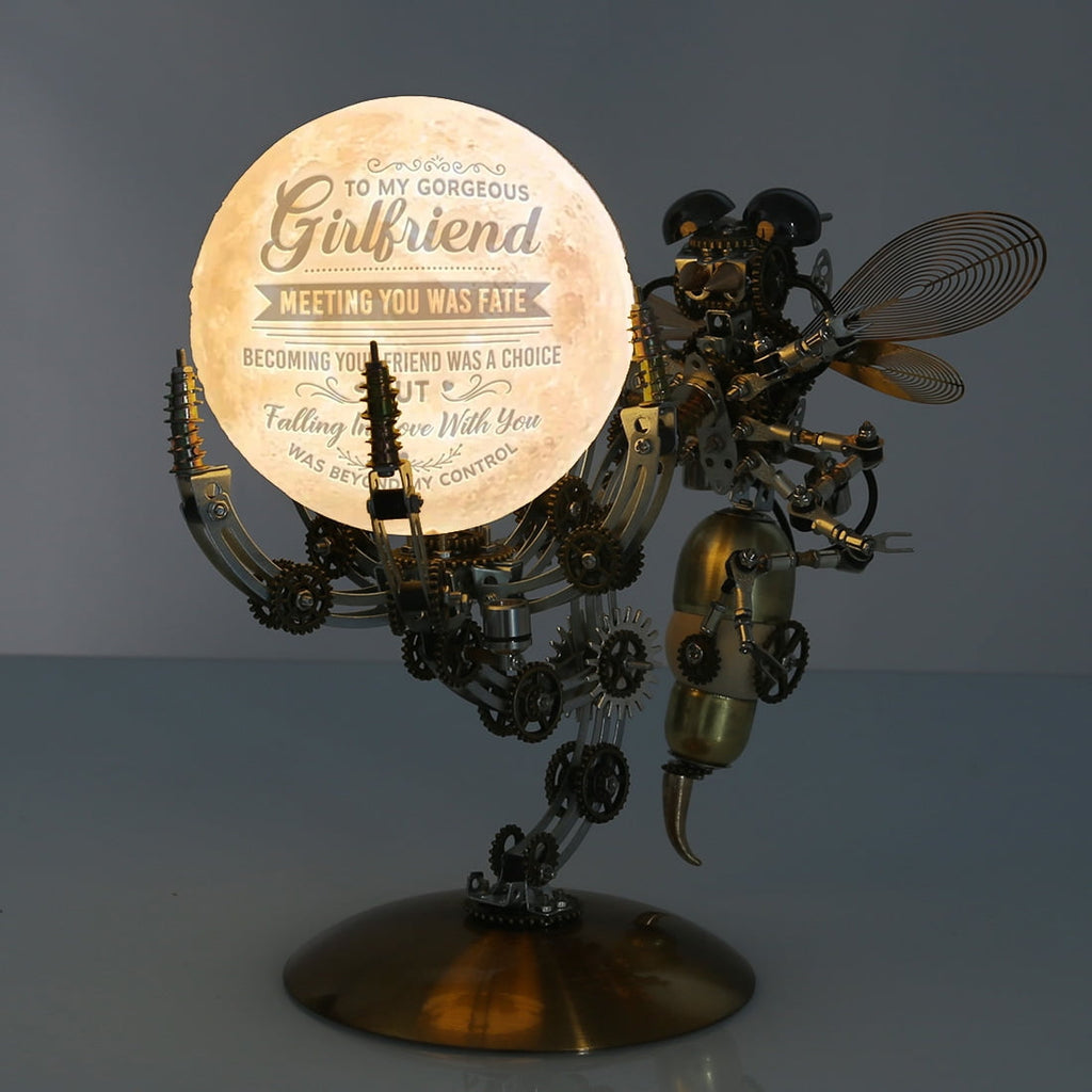 Mechanical Octopus 3D Metal Model Kit with Moon Lamp, Touch 3 Colors, Customizable Steampunk Puzzle & Desk Light, Perfect Room Decor and Gift Choice