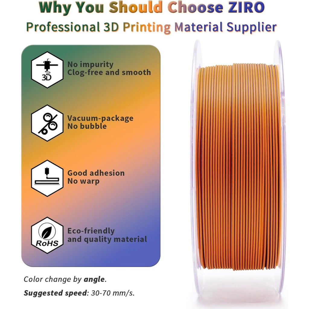 Ziro 3D Tri-Color Matte PLA 1.75mm 1kg, Volcano