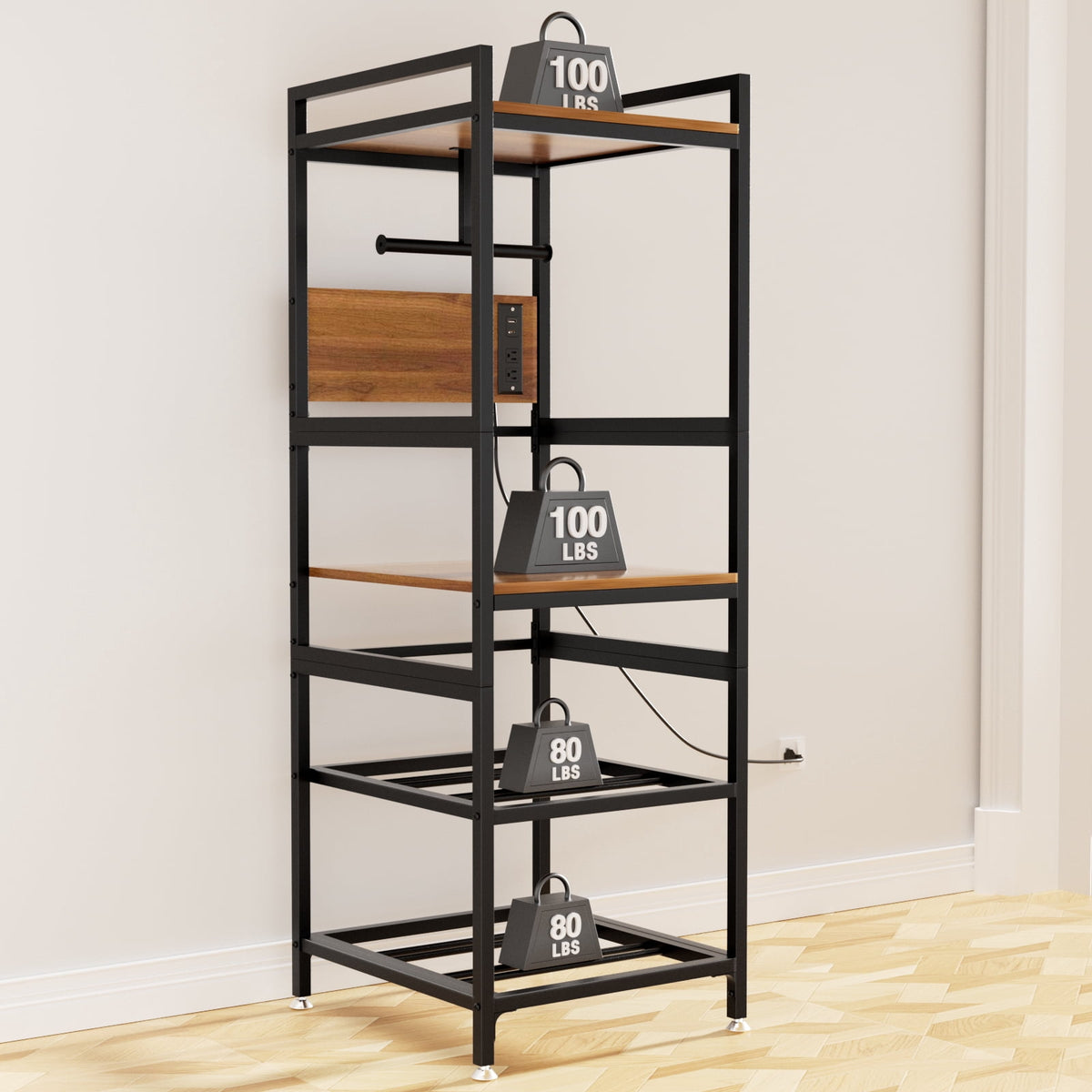 HAOMINS 3D Printer Stand, Heavy Duty Metal 3D Printer Rack with Filament Holder Storage Shelves Built-in Power Panel for Home, Office, 3D Printing Studio
