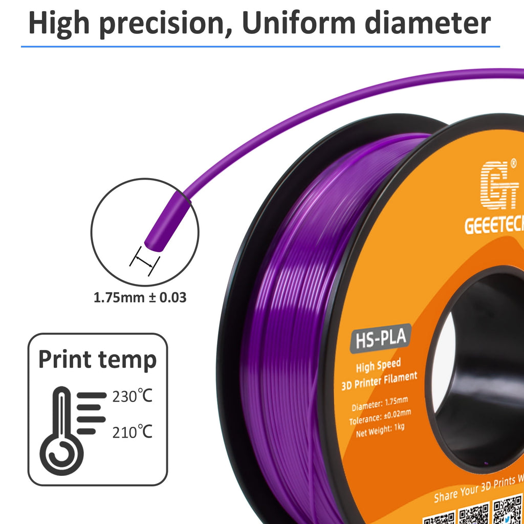 Geeetech 1.75mm PLA 3D Printer Filament, 1kg Spool (2.2lbs), Dimensional Accuracy +/- 0.03mm,yellow