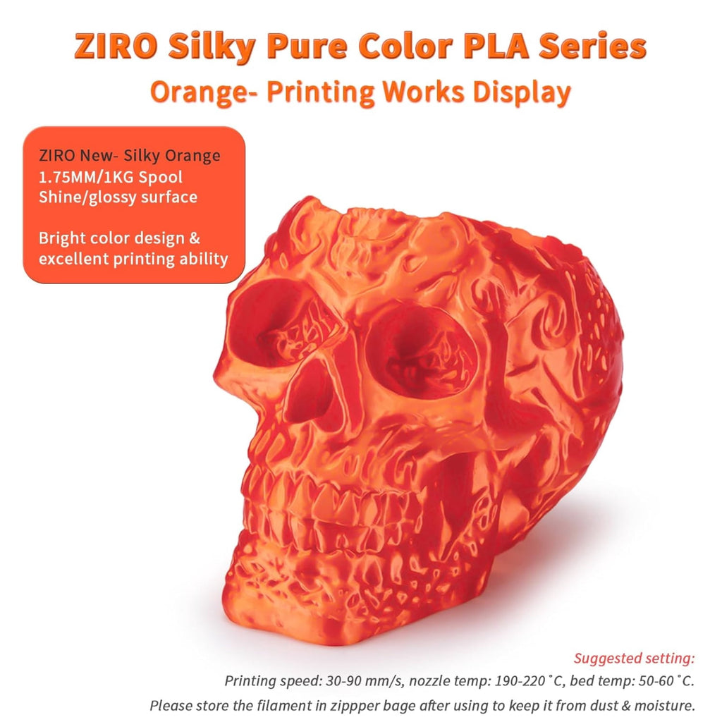 Ziro 3D Silk PLA Filament 1.75mm 1kg, Silver-Gray