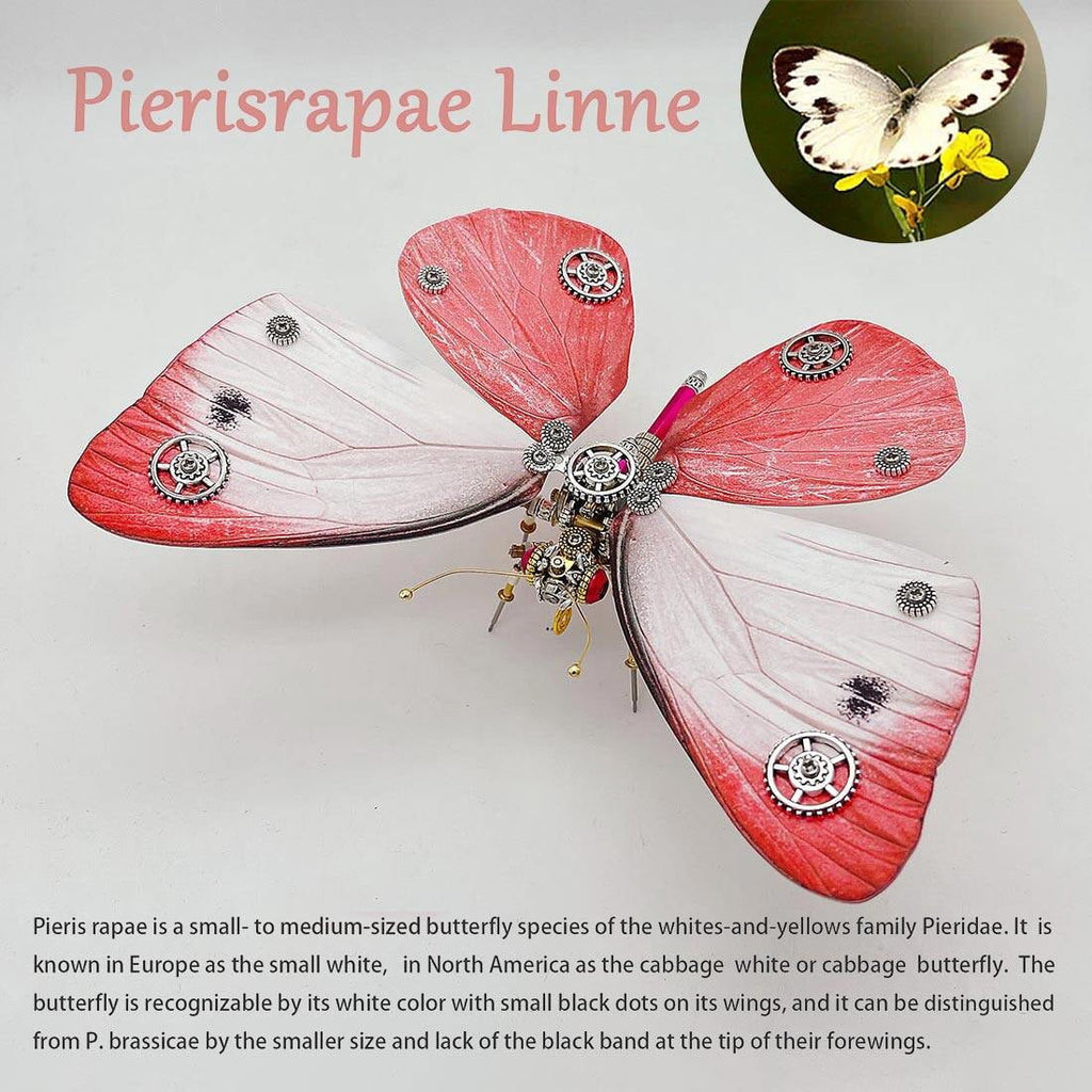 3D Metal Puzzle Butterfly Lymantria Punicea 200+ PCS, Steampunk Mechanical Model Kit With DIY Assembly, Home Display Desk Decor For Adult Collectors And Creative Gifts