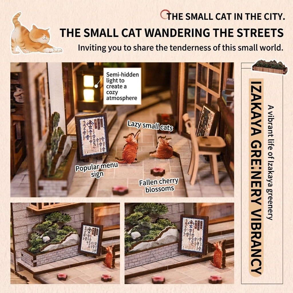 3D Wooden Puzzle Time Post Office Model Art & Craft Kits, DIY Assemble Miniature House Display Model