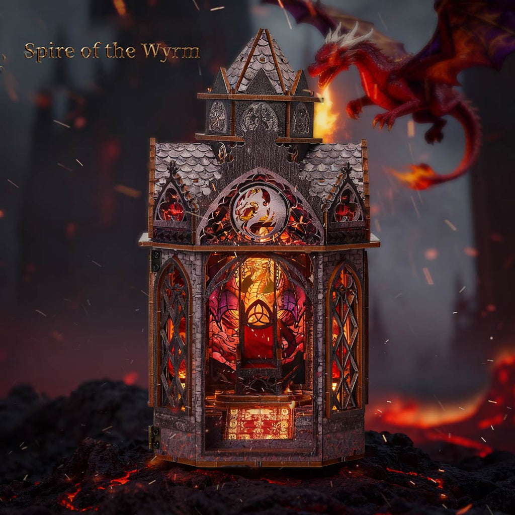 3D Wooden Puzzle Tower Of Dragon Rest Gothic Steampunk Castle, 142 PCS, DIY Assembly Moving Animal Model Kit For Adult Collectors, Home Decor And Creative Gifts