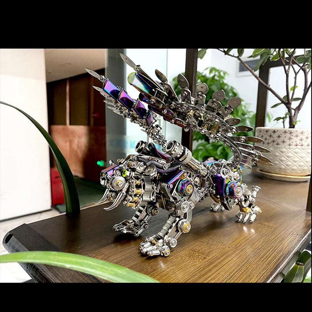 3D Metal Puzzle Colorful Bengal Tiger Model Kit, 700PCS Mechanical Steampunk Tiger 3D Metal Jigsaw Puzzle to Build, DIY Assembly Gift for Adults & Teens -Wings 1 Pair