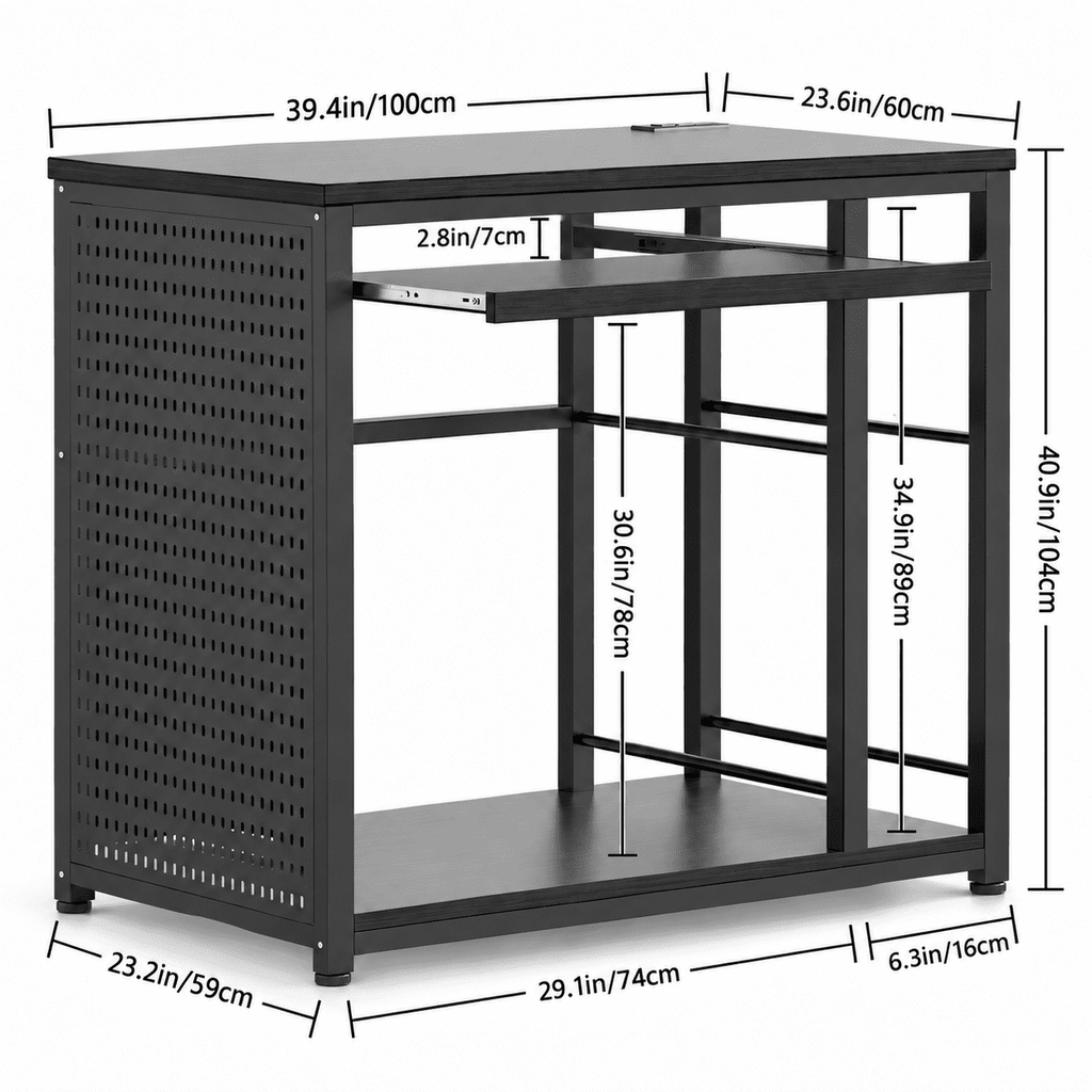 VOXIVEE 3D Printer Stand with Filament Storage Rack,Pegboard,Keyboard Tray