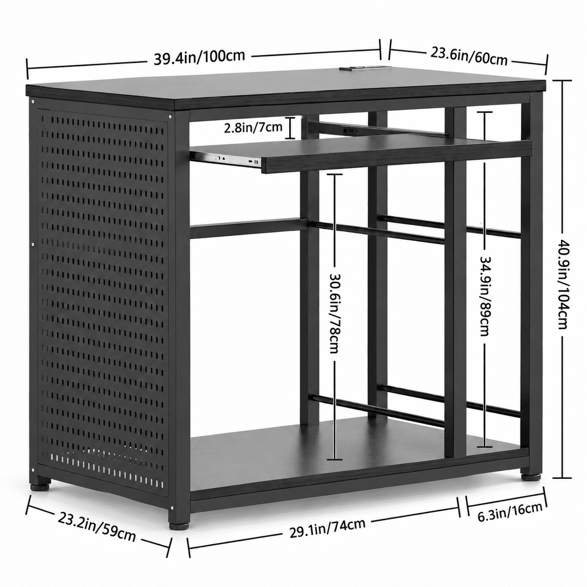 VOXIVEE 3D Printer Stand with Filament Storage Rack,Pegboard,Keyboard Tray