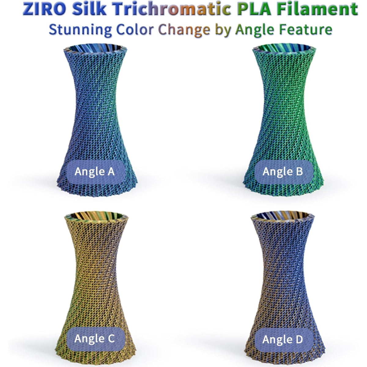 Ziro 3D Tri-color Silk PLA 1.75mm 1kg, Indigo Satin
