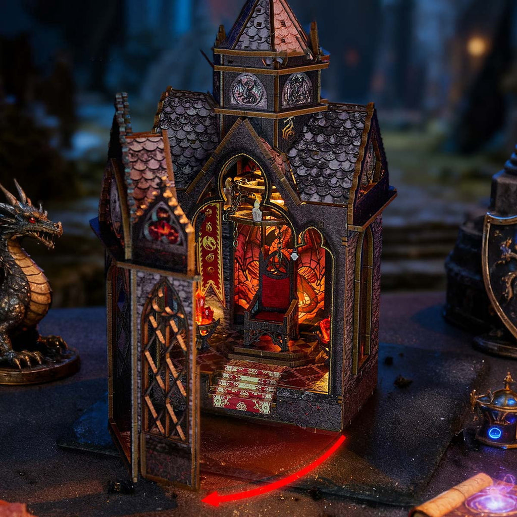 3D Wooden Puzzle Tower Of Dragon Rest Gothic Steampunk Castle, 142 PCS, DIY Assembly Moving Animal Model Kit For Adult Collectors, Home Decor And Creative Gifts
