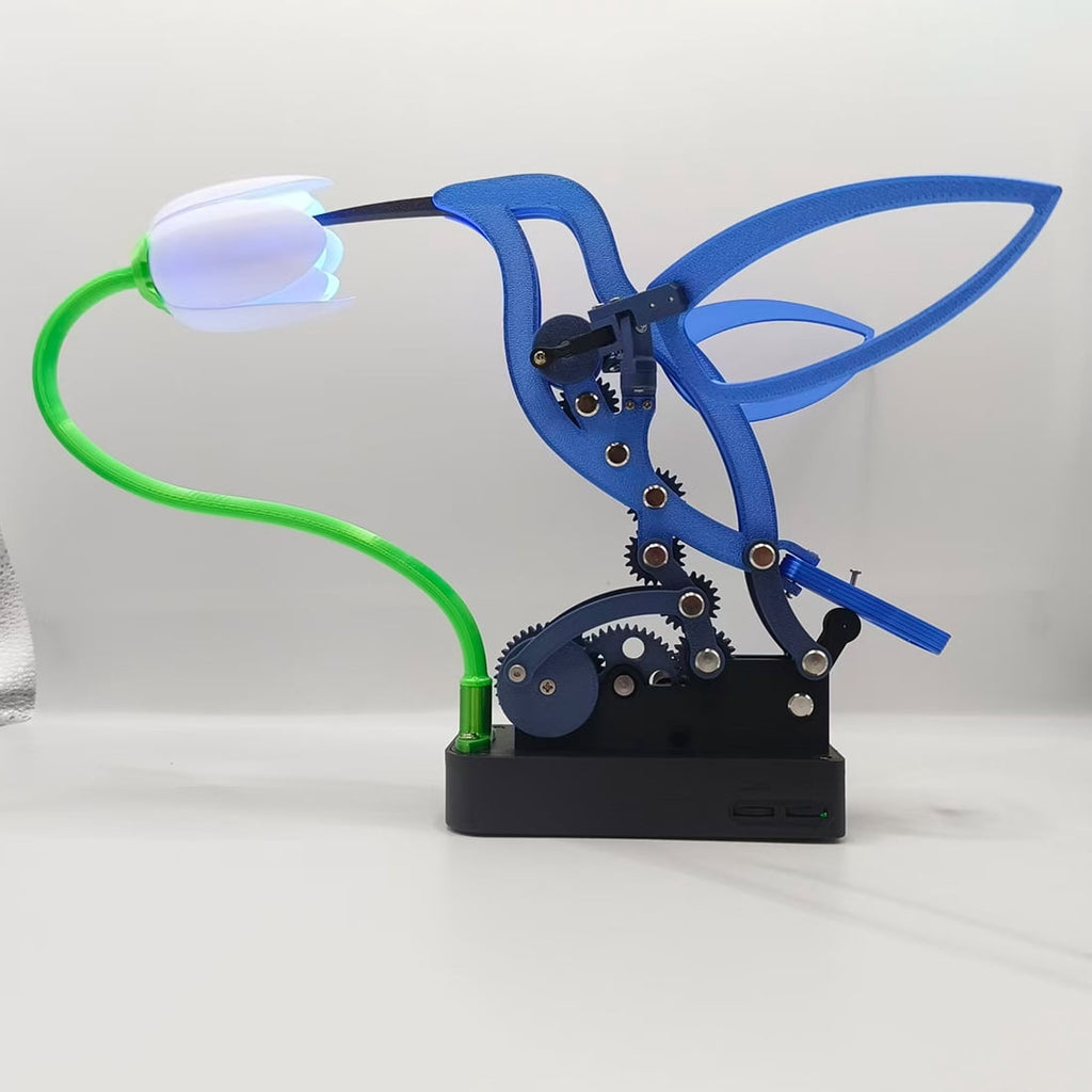 3D Mechanical Bird Model Kit with Moving Flaps, Color-Changing Flower Light, Gear-Driven Desk Decor, DIY Assembly 3D Puzzle, Home Decoration Gift for Adults