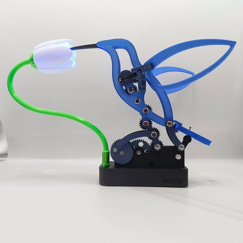 3D Mechanical Bird Model Kit with Moving Flaps, Color-Changing Flower Light, Gear-Driven Desk Decor, DIY Assembly 3D Puzzle, Home Decoration Gift for Adults