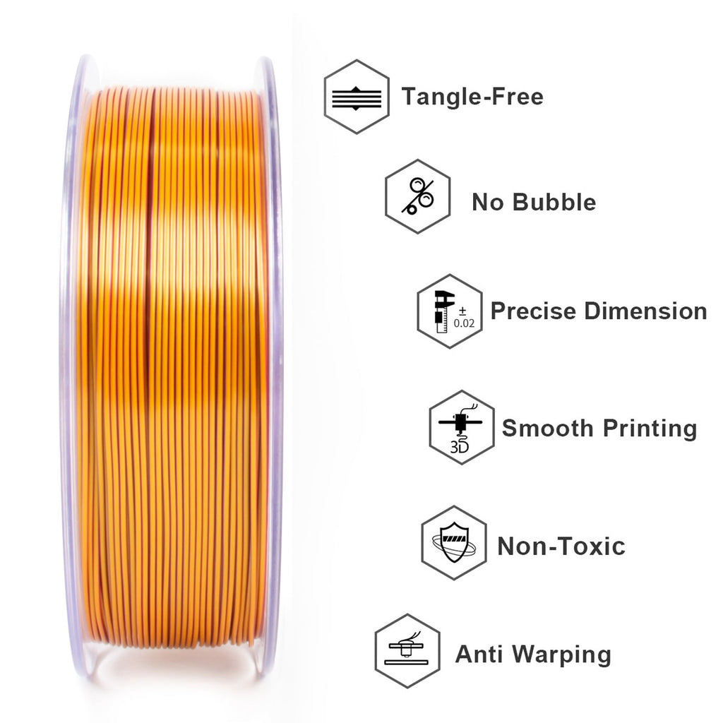 Geeetech Anti-silk type 3D Printer PLA Filament 1kg Toughness Enhanced Filament with 1.75mm Dimensional Accuracy +/-0.03mm, 1080 Feet per Roll, Vacuum Packaging Three-color blue, purple and black