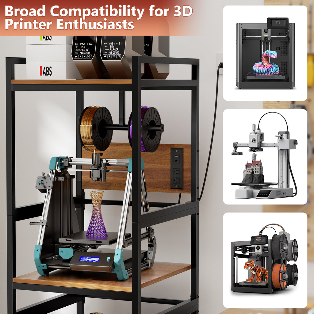 JUYG 3D Printer Stand with Filament Storage, Heavy Duty, Metal Frame