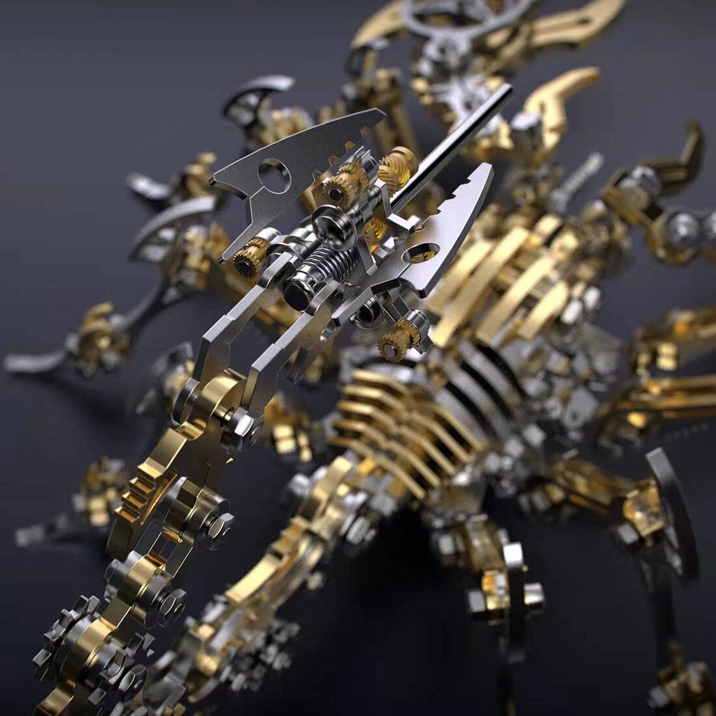3D Metal Puzzle for Adult, 220PCS+ 3D Steampunk Mechanical Scorpion King Model Kits, DIY ArtCraft Puzzle for Desk Ornaments (Black & Golden)