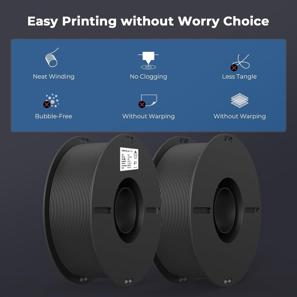 2-Pack Creality 3D Printer Filament, 1.75mm PLA Filament 2kg, No-Tangling,Accuracy +/- 0.02mm, Black & White