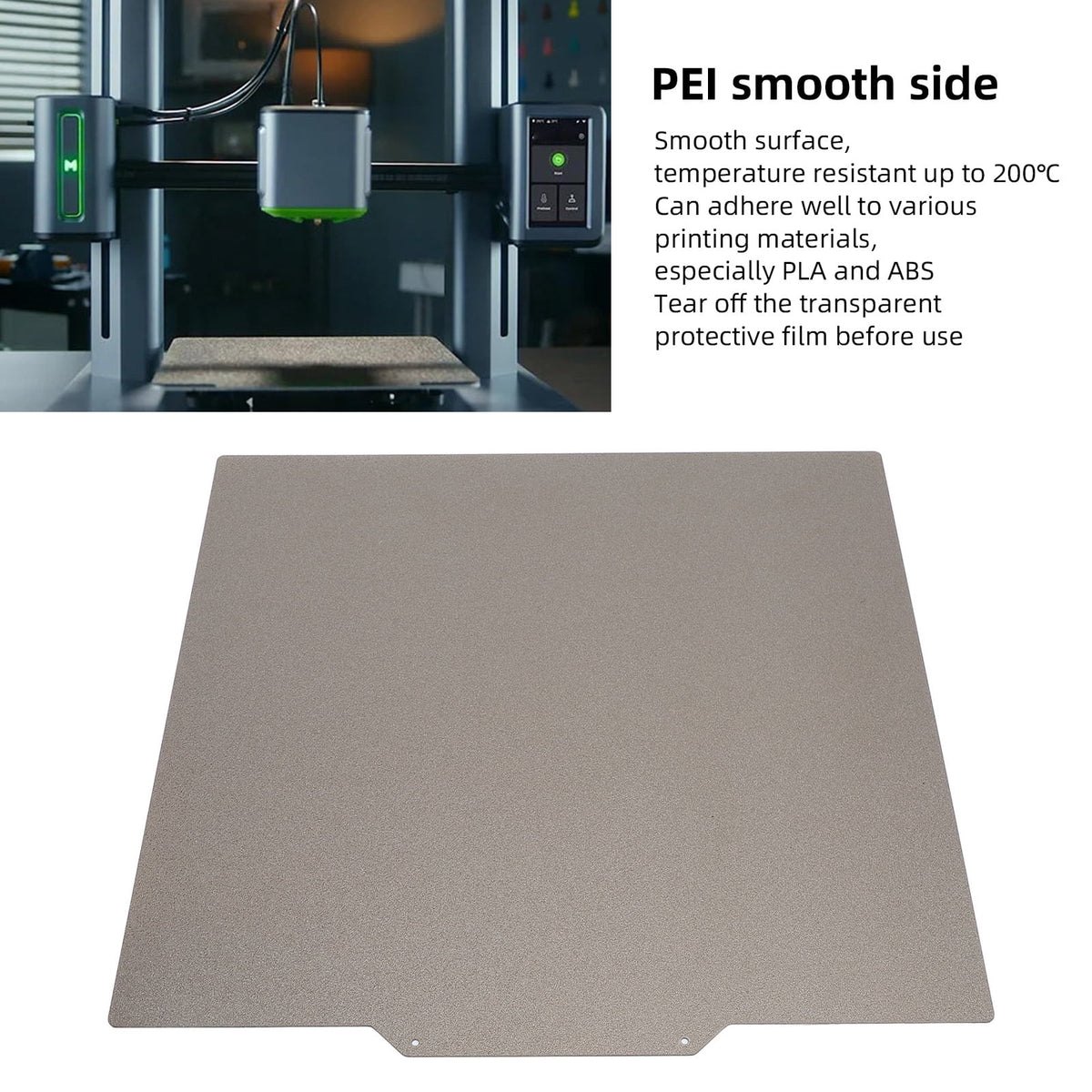 Textured Smooth PEI Build Plate 9.84x9.84 inches Double Sided 3D Printer Platform