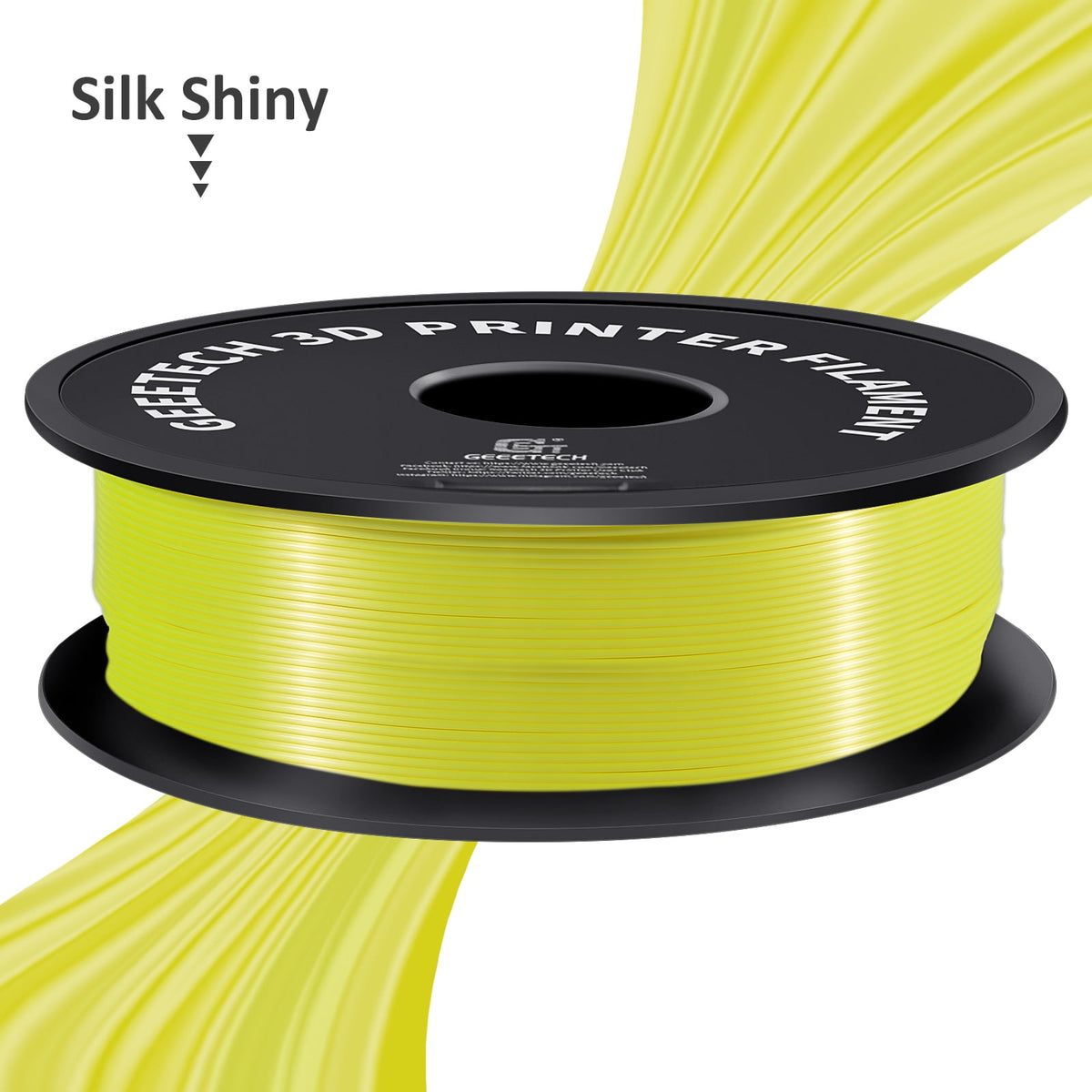 Geeetech Silk Yellow 3D Printer PLA Filament 1KG Toughness Enhanced Filament with 1.75mm Dimensional Accuracy +/-0.03mm, 1080 Feet per Roll, Vacuum Packaging