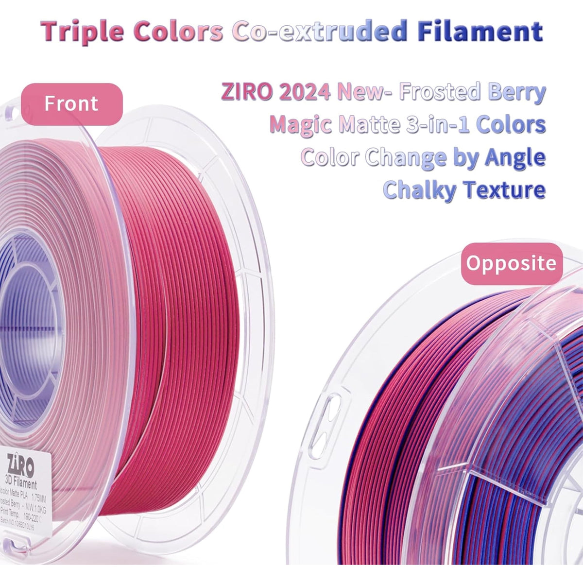 Ziro 3D Tri-Color Matte PLA 1.75mm 1kg, Volcano