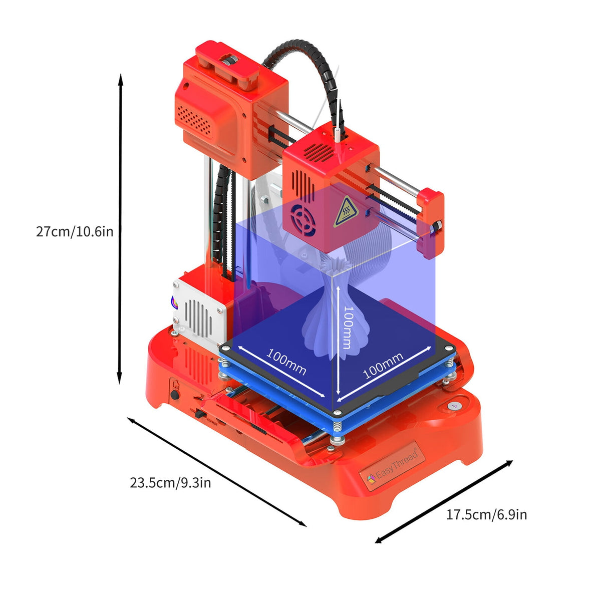 EasyThreed 3D Printer for Kids Mini Desktop 3D Printer 100x100x100mm Print Size No Heated Bed One-Key Printing with TF Card PLA Sample Filament for Beginners Household Education