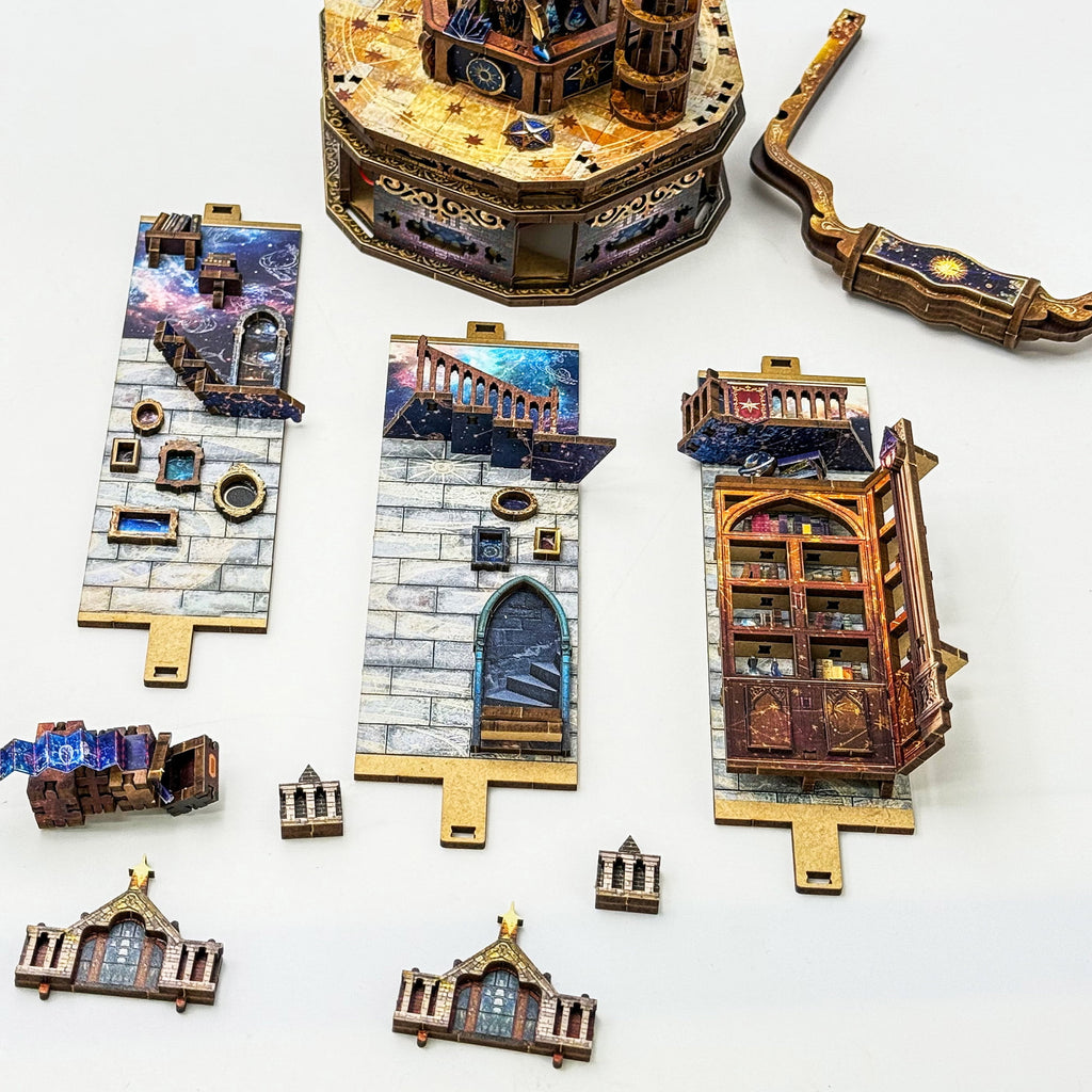 Strucwood Galaxy Lantern DIY Miniature House Book Nook Kit, Wooden 3D Puzzle with LED Dust Cover for 14+ (SQ-01)