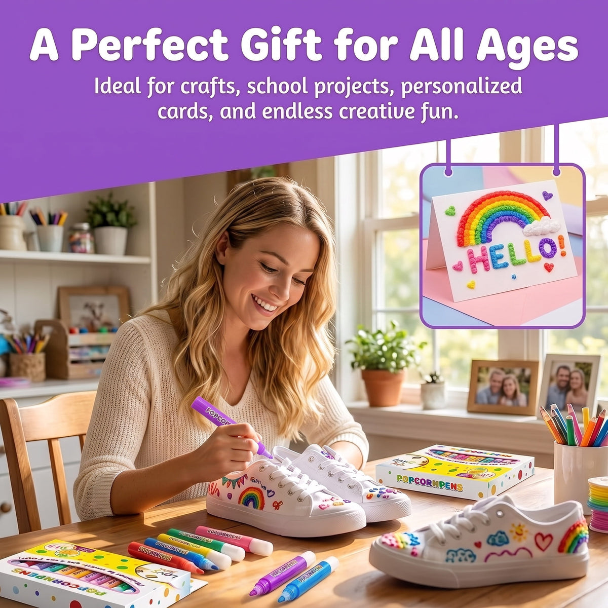 3D Magic Popcorn Markers, Puffy Popcorn Pens, Colorful DIY 3D Puffy Pens for Creative Crafts