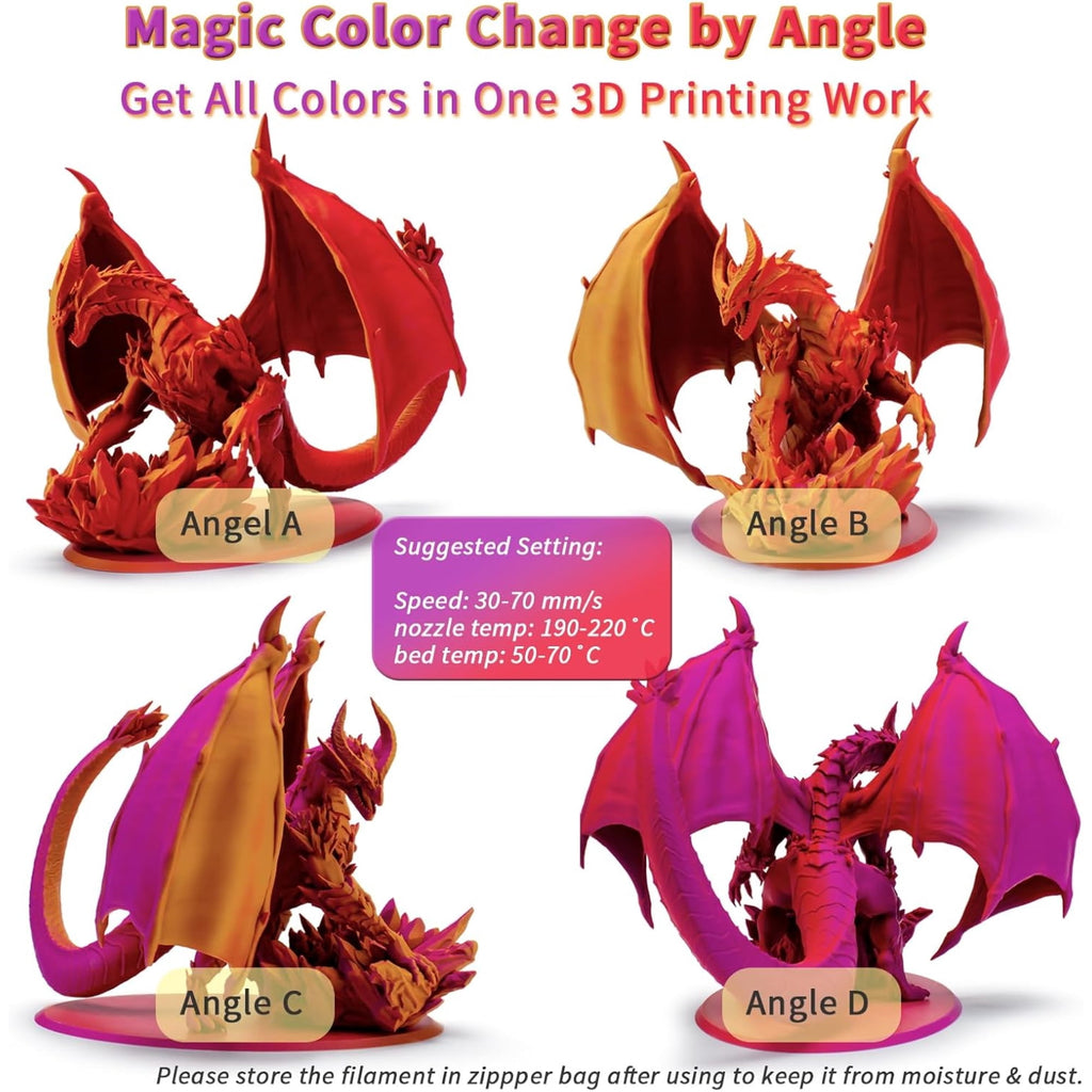 Ziro 3D Tri-Color Matte PLA 1.75mm 1kg, Volcano