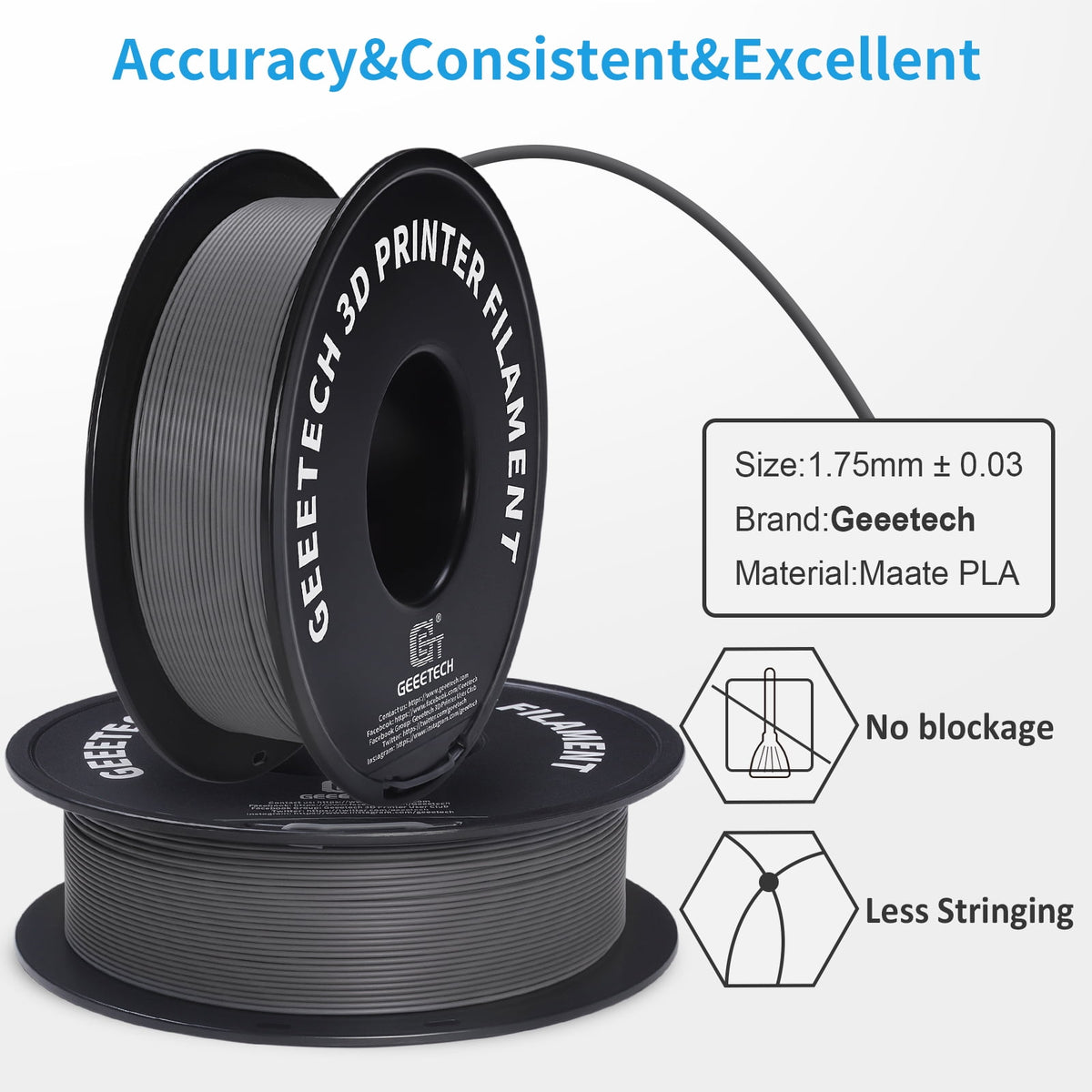 Geeetech navy blue Matte PLA Filament Matte 1KG, 1.75mm 3D Printer Filament Dimensional Accuracy +/- 0.01mm, 1kg Carboard Spool (2.2lbs) for Most FDM 3D Printers