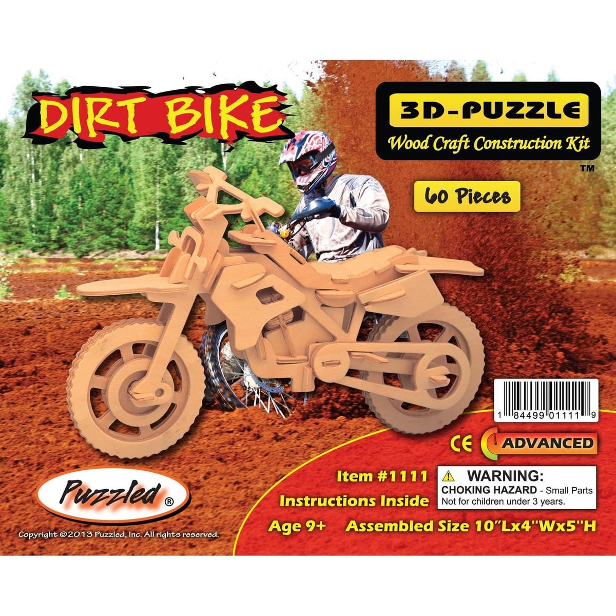 Puzzled Bundle of Dirt Bike & Motorcycle Wooden 3D Puzzles Construction Kits - Fun & Educational DIY Motorcycles Toys, Assemble Model Unfinished Wood Craft Hobby Puzzles to Build & Paint - 2 Pack
