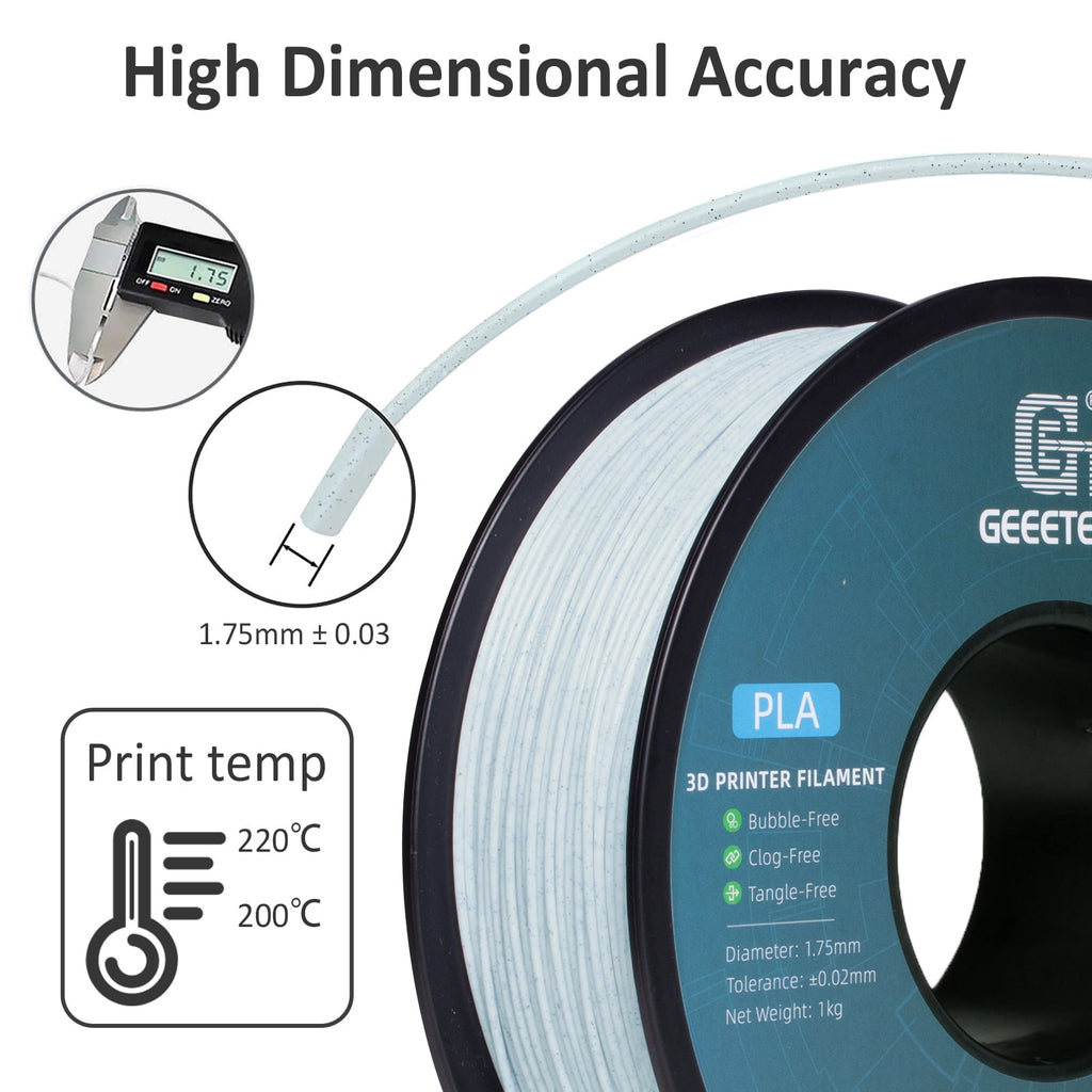 Geeetech Marble blue PLA 3D Printer Filament 1.75mm Toughness Enhanced, Dimensional Accuracy +/-0.03mm, 1kg (2.2lbs) , 1080 Feet （330m）per Roll, Fit for Most 3D FDM Printer