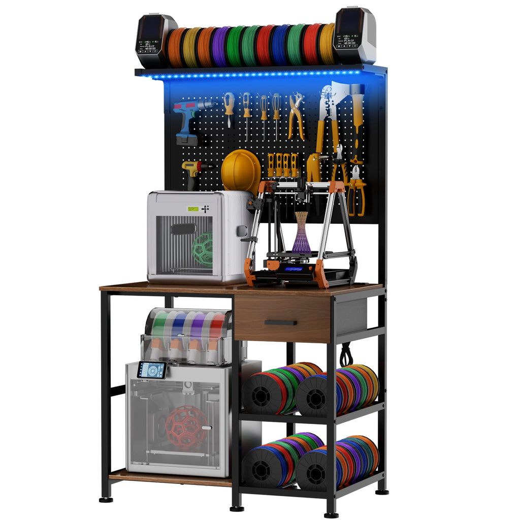 OmniHaven Dual 3D Printer Stand with Filament Storage and Lockable Wheels