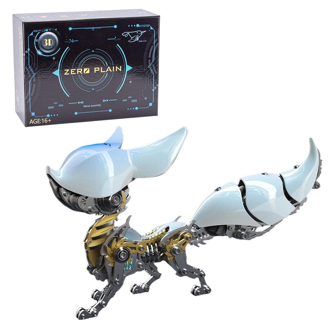 3D Metal Puzzle Linglong Fox Libai Base Stand 339 PCS, Steampunk Mechanical Model Kit With DIY Assembly, Home Display Desk Decor For Adult Collectors And Creative Gifts