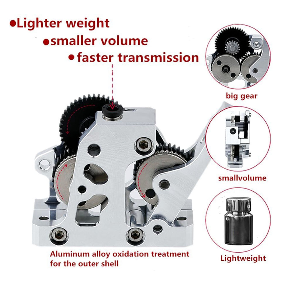 Premium All Metal 3D Printer Extruder Kit High Concentricity 9.5:1 Gear Ratio Replacement Part for CR10 Ender 3 CR6 Series Machines 1.75mm / 0.07 inches Filament Supported Silver Edition