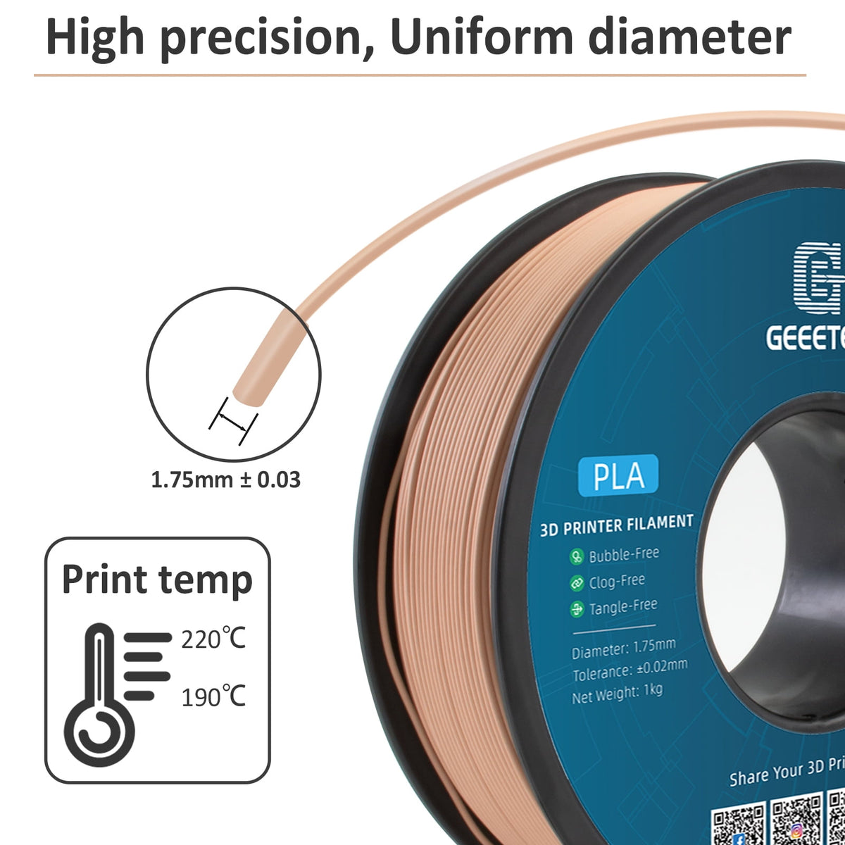 Geeetech Terracotta Matte PLA Filament Matte 1KG, 1.75mm 3D Printer Filament Dimensional Accuracy +/- 0.01mm, 1kg Carboard Spool (2.2lbs) for Most FDM 3D Printers