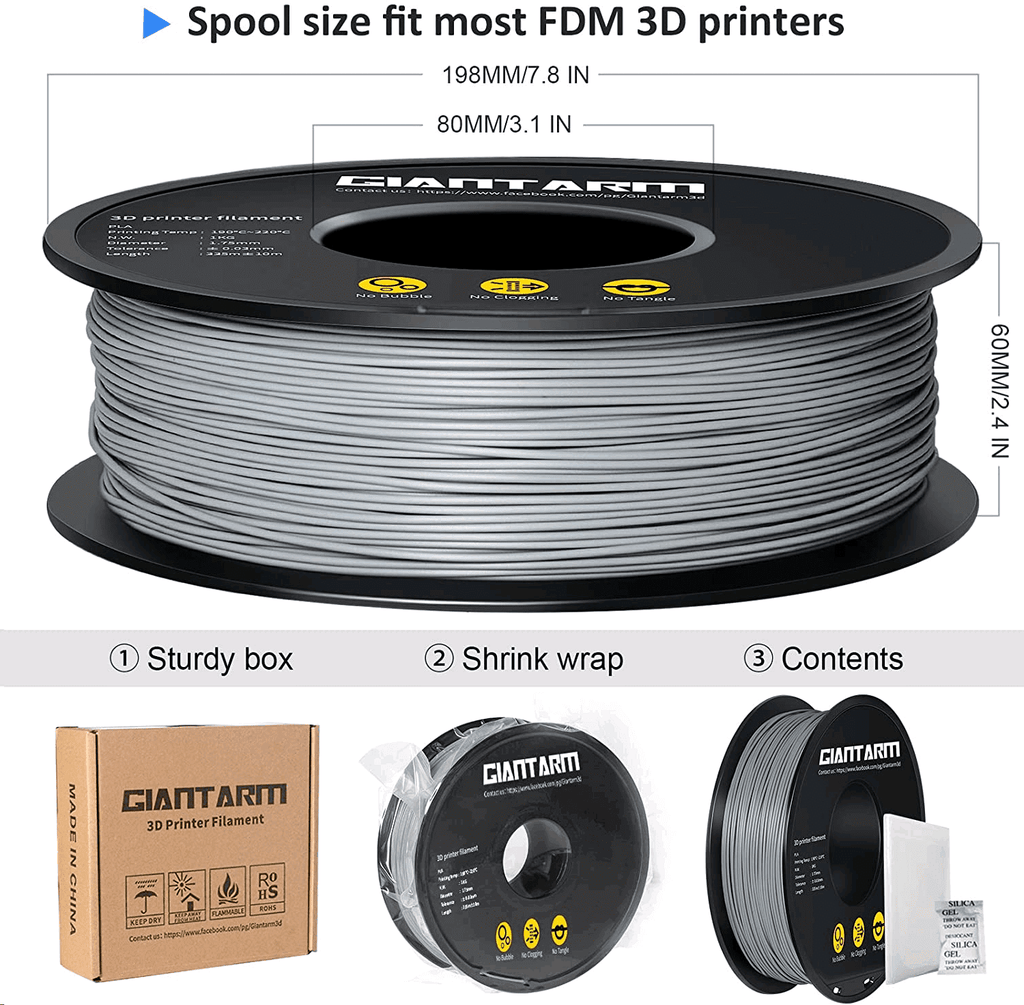 Geeetech 3D Printer PLA Filament Shiny Silk Gold Toughness Enhanced Filament with 1.75mm Dimensional Accuracy +/-0.03mm, 1080 Feet Per Roll, Vacuum Packaging, for Most 3D FDM Printer