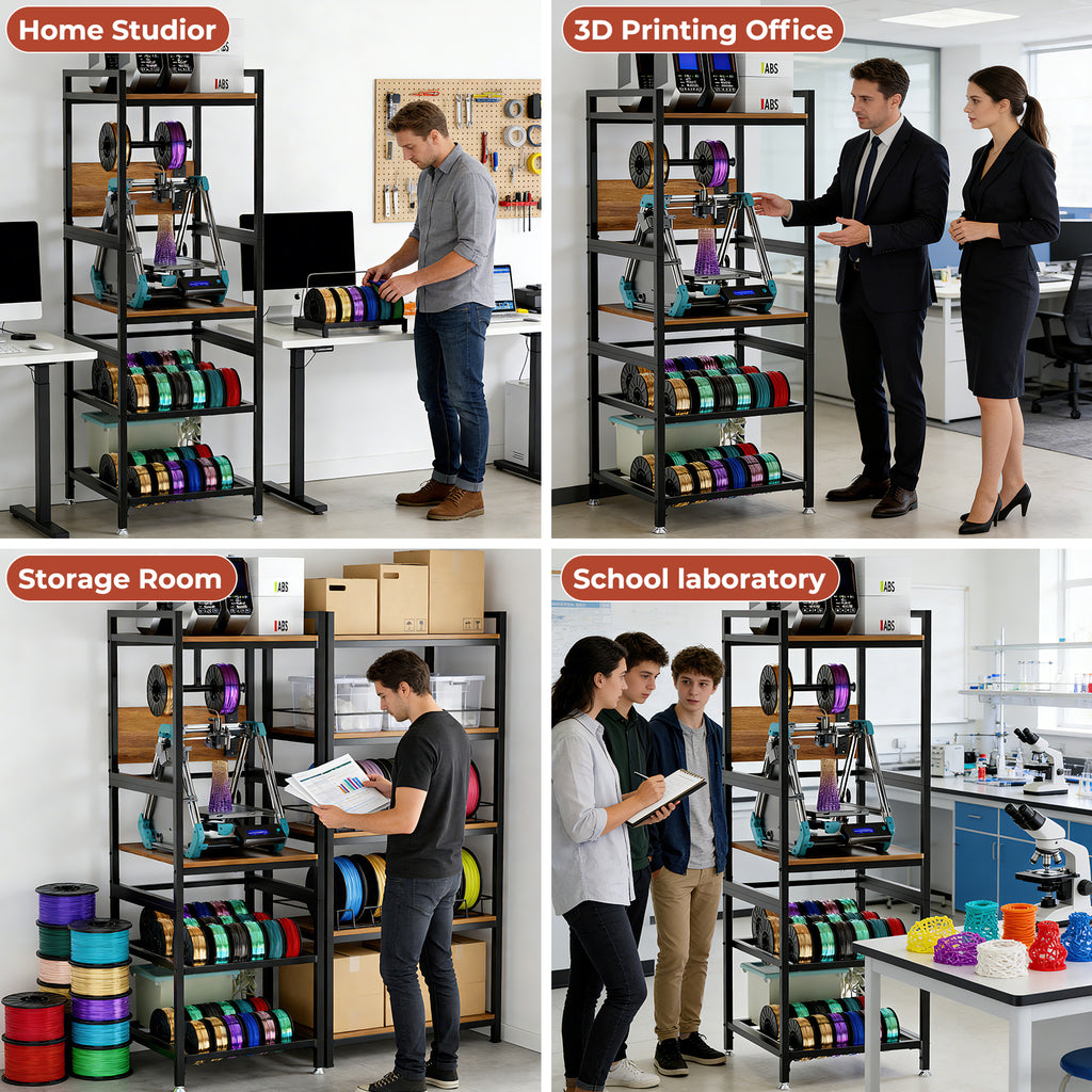 HAOMINS 3D Printer Stand, Heavy Duty Metal 3D Printer Rack with Filament Holder Storage Shelves Built-in Power Panel for Home, Office, 3D Printing Studio