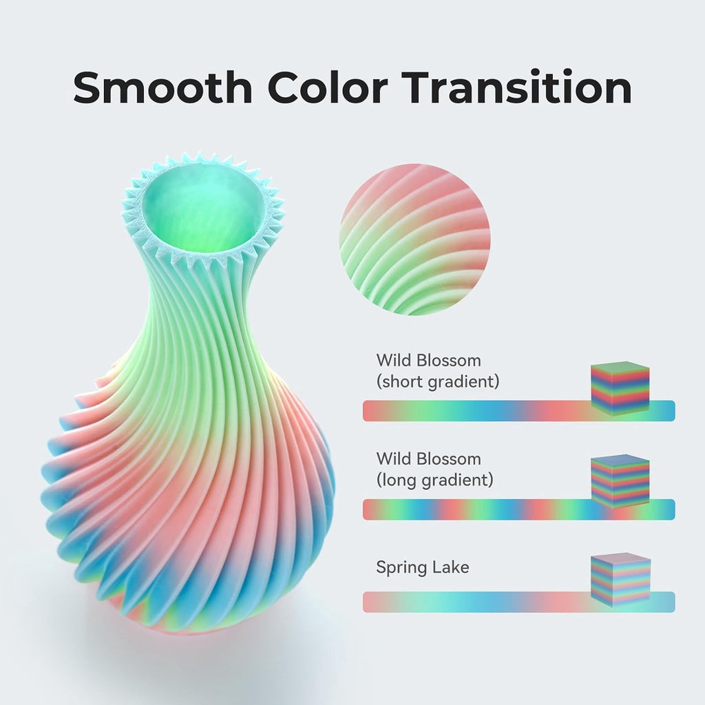 Creality Hyper Rainbow PLA 3D Printing Filament Smooth Vibrant Gradients 300mm/s Printing Speed 2.2lb-Wild Blossom(Short)