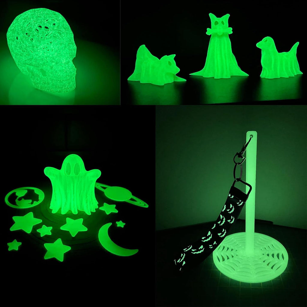 Glow in Dark PLA 3D Printer Filament, 250g Spool, High Precision +/- 0.03mm, Luminous green