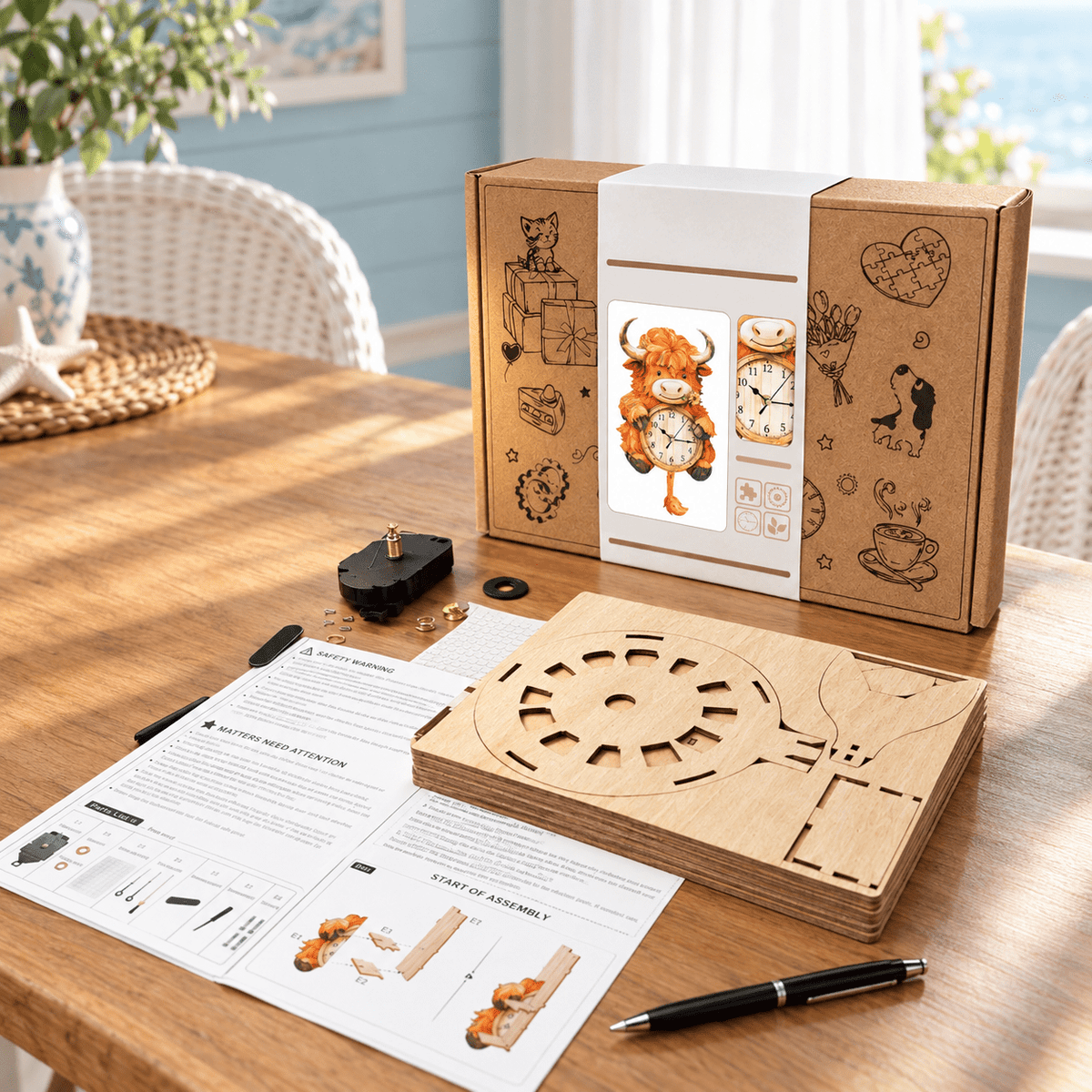 Butterfly Clock 3D Wooden Puzzle Clock DIY Mechanical Craft Kit for Adults Teens