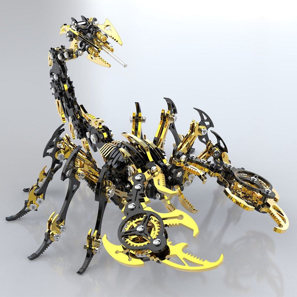 3D Metal Puzzle for Adult, 220PCS+ 3D Steampunk Mechanical Scorpion King Model Kits, DIY ArtCraft Puzzle for Desk Ornaments (Black & Golden)