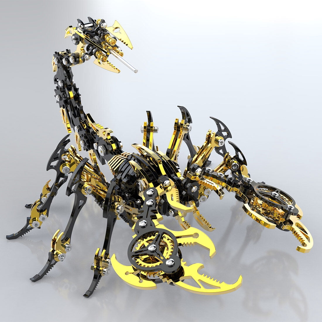 3D Metal Puzzle for Adult, 220PCS+ 3D Steampunk Mechanical Scorpion King Model Kits, DIY ArtCraft Puzzle for Desk Ornaments (Black & Golden)