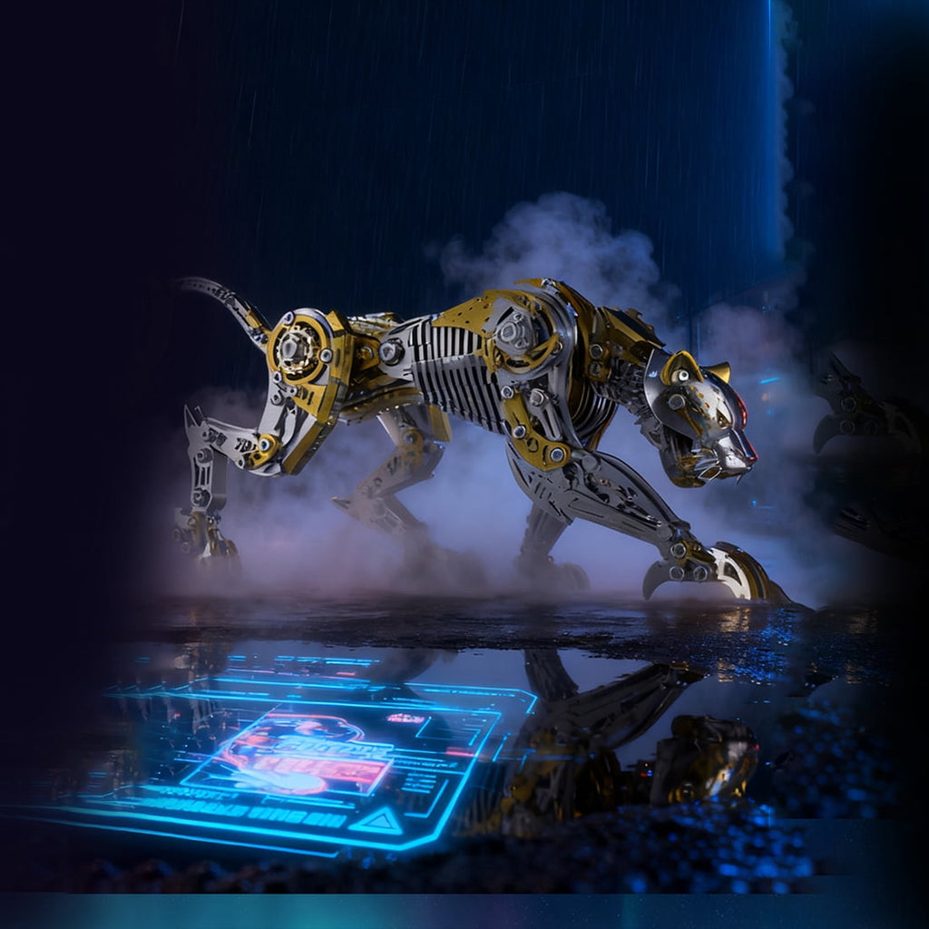 3D Metal Puzzle Leopard Hunter 304 High 506 PCS, Steampunk Mechanical Model Kit With DIY Assembly, Home Display Desk Decor For Adult Collectors And Creative Gifts