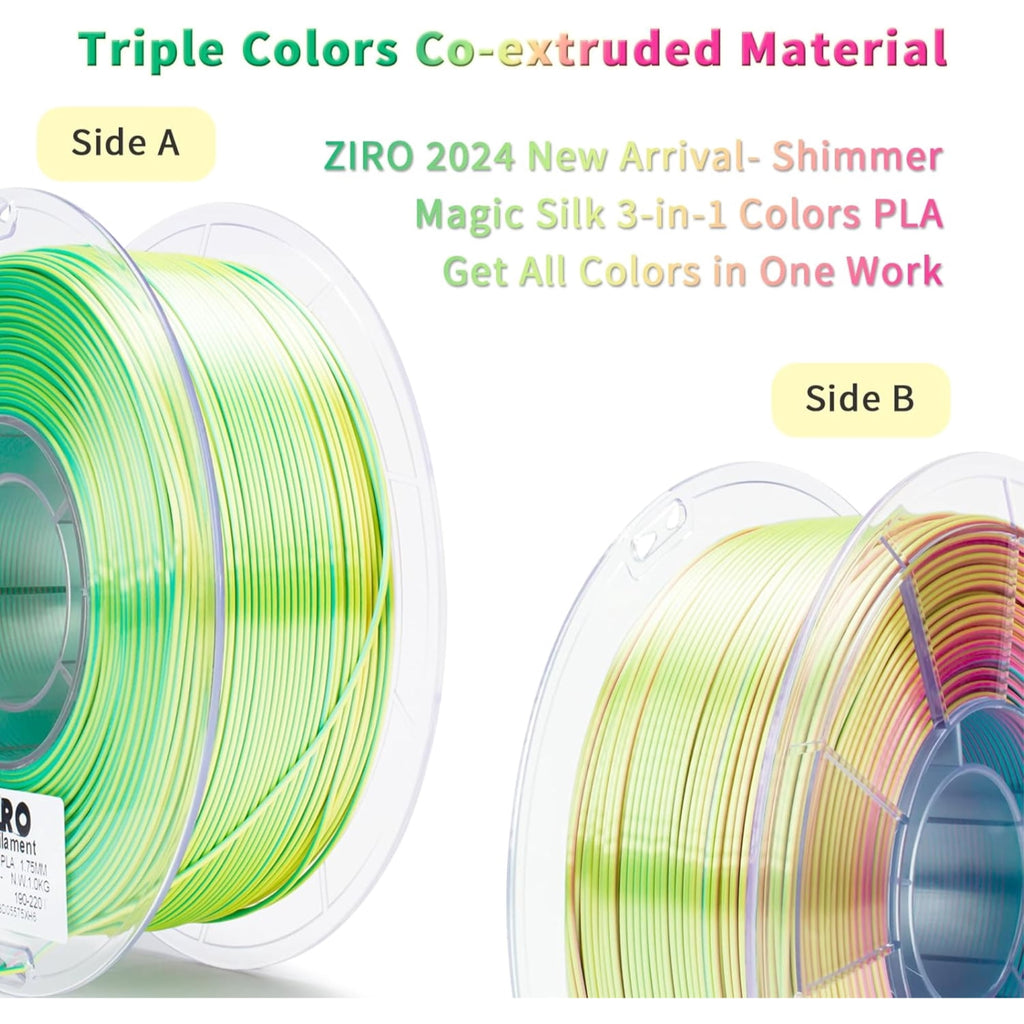 Ziro 3D Tri-color Silk PLA 1.75mm 1kg, Indigo Satin