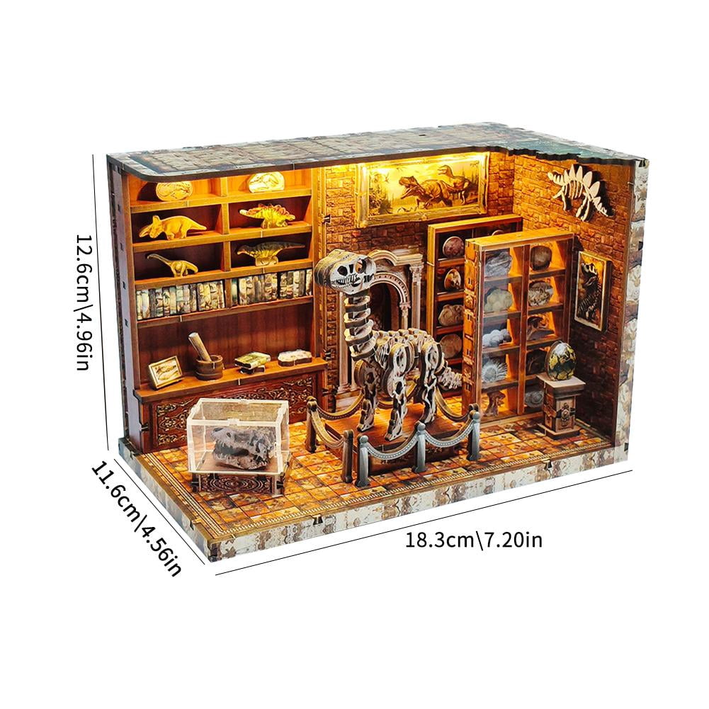 3D Wooden Puzzles for Adults, DIY Dinosaur Miniature , Book Nook Kit, Built-in LED Model Kit Dinosaur Gifts for Adults Teens Home Decor, Ideal Christmas Puzzle Gifts for Men Women