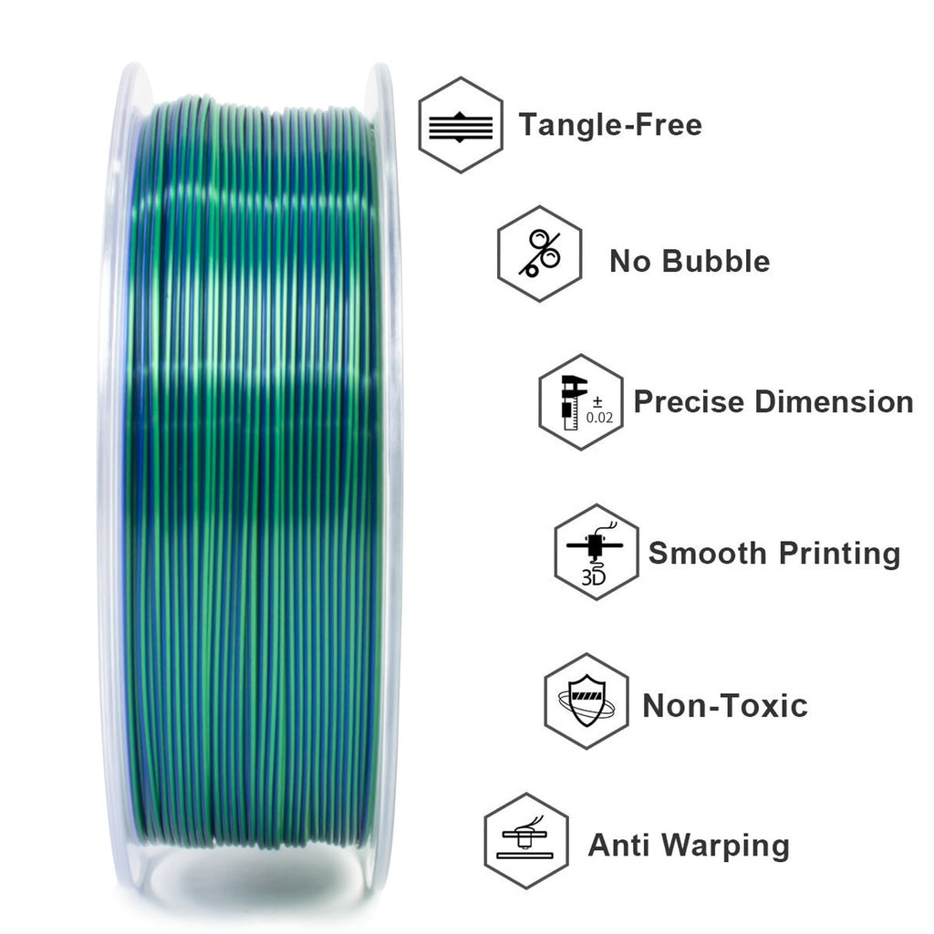 Geeetech Anti-silk type 3D Printer PLA Filament 1KG Toughness Enhanced Filament with 1.75mm Dimensional Accuracy +/-0.03mm, 1080 Feet per Roll, Vacuum Packaging Two-tone gold copper