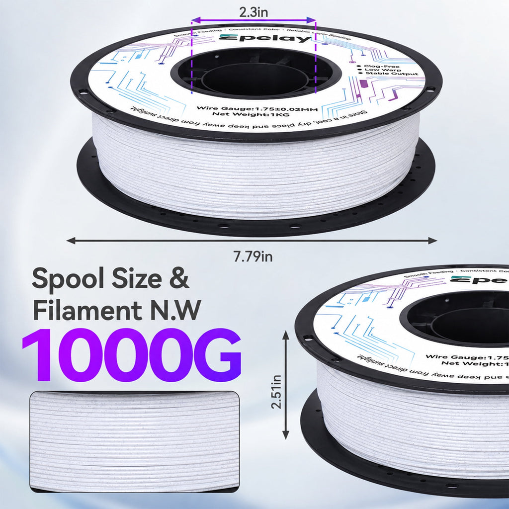 Epelay PLA Plus 3D Printer Filament, 1.75mm, 1kg Spool, Black, Compatible with Most FDM Printers