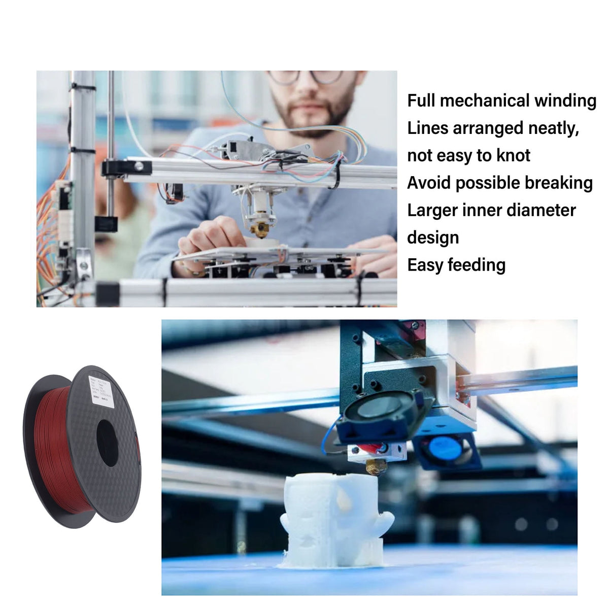 Premium 1.75mm PLA 3D Printer Filament Imitation Rosewood Wood Printing Materials for Professional 3D Printers and Pens Smooth Extrusion Low Warping Dimensional Accuracy 1 Spool
